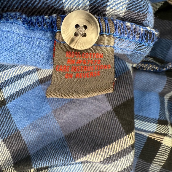 Men’s America Ware Blue and Black Plaid Flannel Pulllover Shirt - Picture 4 of 4